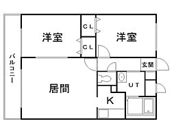 アリア豊平公園 2LDKの間取図画像