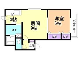 アスカア平岸 1LDKの間取図画像