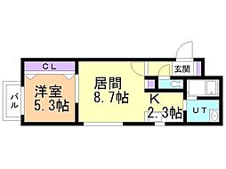 レスティアーナ豊平公園 1LDKの間取図画像