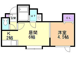 クール西岡 1LDKの間取図画像