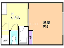 マクセル77/100 1DKの間取図画像