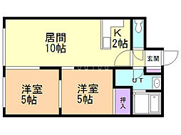 ディオステージ平岸 2LDKの間取図画像