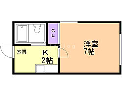 プレザント中村 1Kの間取図画像