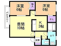 センチュリー澄川B 2LDKの間取図画像