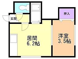 プラザ・ケアンズB 1DKの間取図画像