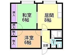 コーポ沢町 2DKの間取図画像
