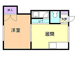 ハイツこまどりB 1DKの間取図画像