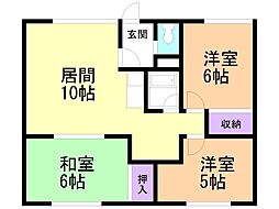 南ハイツ 3LDKの間取図画像