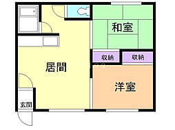 リバーサイドハイツ 2LDKの間取図画像