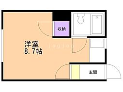 コーポ安井 ワンルームの間取図画像