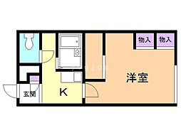 レオパレスあしたば 1Kの間取図画像