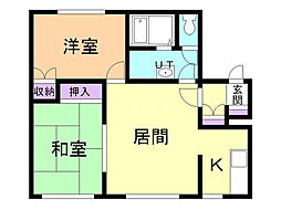 クレストール池倉弐番館 2LDKの間取図画像