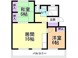 ピアス大麻 2LDKの間取図画像