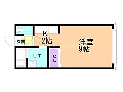 くるみパークハイツ 1Kの間取図画像