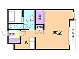 キャロルハウス4 1Kの間取図画像