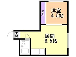 ハイツあるば 1DKの間取図画像