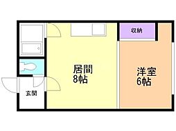 クドウハイツ6 1DKの間取図画像