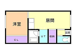 YKコーポ 1DKの間取図画像