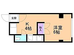 新町ハイツ 1Kの間取図画像