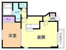 牧場参番館 1LDKの間取図画像