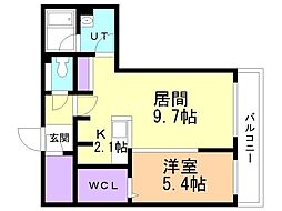 エルナード江別駅前 1LDKの間取図画像