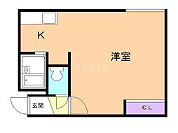 ブランニュー35 1Kの間取図画像