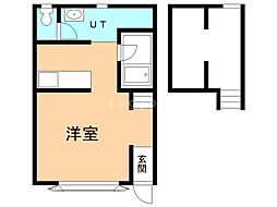 五条長屋弐番館 ワンルームの間取図画像