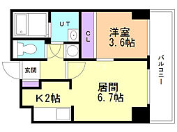 グレースカナリア 1DKの間取図画像