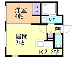 江別市東野幌本町マンション 1LDKの間取図画像