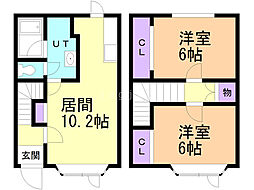 南幌アラビス2 2LDKの間取図画像