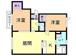 ローズベレー 2LDKの間取図画像