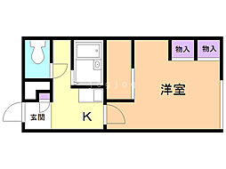 レオパレスグラシューズ 1Kの間取図画像