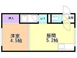 松下ハイツ江別2 1DKの間取図画像