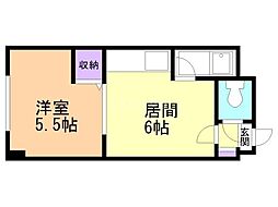 クレドールマンション 1DKの間取図画像