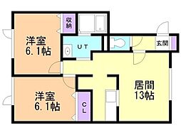 エーグランツ 2LDKの間取図画像