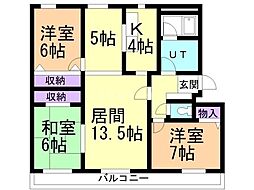 若葉ニュータウンF棟 3LDKの間取図画像