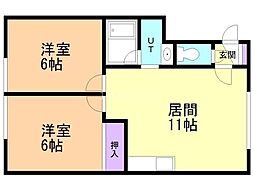 アセット杜の台 2LDKの間取図画像