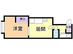 プレステージ文京台1 1DKの間取図画像