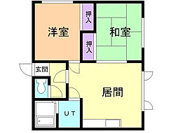 サンフロンテアタウンB 2LDKの間取図画像