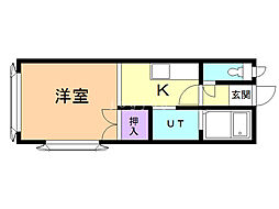 エデン14 1Kの間取図画像