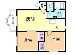 ピュアライフ優 2LDKの間取図画像