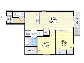 兵庫県尼崎市七松町１丁目（賃貸マンション2LDK・1階・57.24㎡） その2