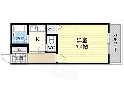 アルテハイム尼崎 3階1Kの間取り
