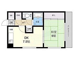 グッドストック東難波 1DKの間取図画像