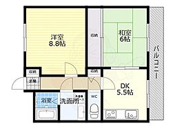 リモージュ 2DKの間取図画像