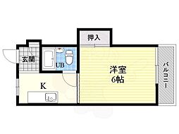 ヒルズ立花 1Kの間取図画像
