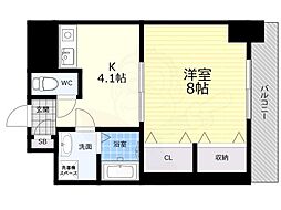 尼崎ヒルズ 1Kの間取図画像