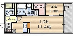 treshojas稲葉荘 1LDKの間取図画像
