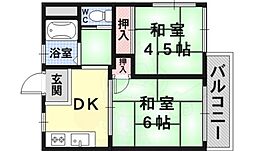 サンハイツ 2DKの間取図画像
