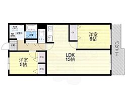 武庫川東グランドハイツ東棟 3LDKの間取図画像